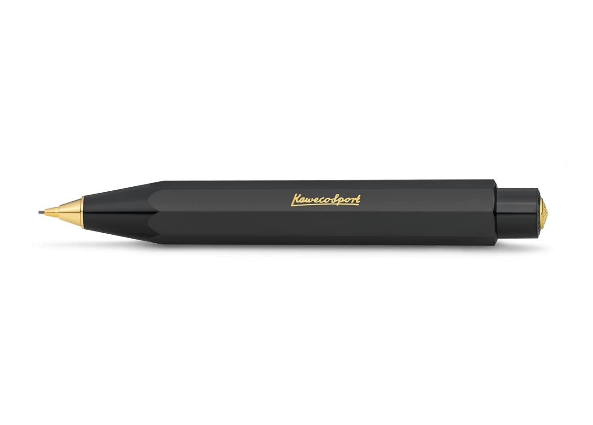 Kaweco CLASSIC SPORT Fountain Pen Black with 23 Carat Gold-Plated Steel Nib and Iridium Tip for Ink Cartridges I Sport Fountain Pen 13 cm I Nib: M (Medium)