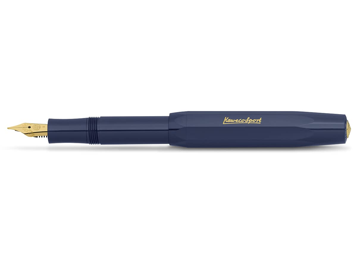 Kaweco CLASSIC SPORT Fountain Pen Green with 23 Carat Gold-Plated Steel Nib and Iridium Tip for Ink Cartridges I Sport Fountain Pen 13 cm I Nib: F (Fine)