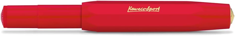 Kaweco CLASSIC SPORT Fountain Pen Red with 23 Carat Gold-Plated Steel Nib and Iridium Tip for Ink Cartridges I Sport Fountain Pen 13 cm I Nib: F (Fine)
