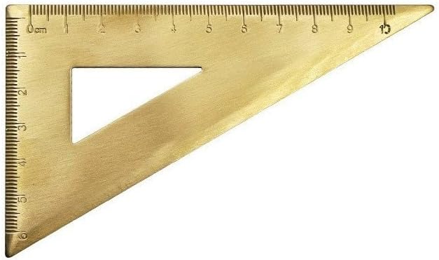 Golden Brass Ruler Stationery Set with Isosceles Triangle Right Angle Triangle Protractor 18cm Scale Measuring Tool for Drawing Drafting School Office Engineering