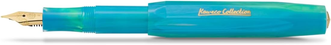 Kaweco COLLECTION Fountain Pen Marble Ocean I Premium Fountain Pen with Steel Nib for Ink Cartridges in Deep Cerulean Blue I Exclusive Pen 12.7 cm I Nib: F (Fine)