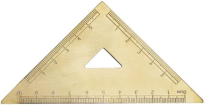 Golden Brass Ruler Stationery Set with Isosceles Triangle Right Angle Triangle Protractor 18cm Scale Measuring Tool for Drawing Drafting School Office Engineering