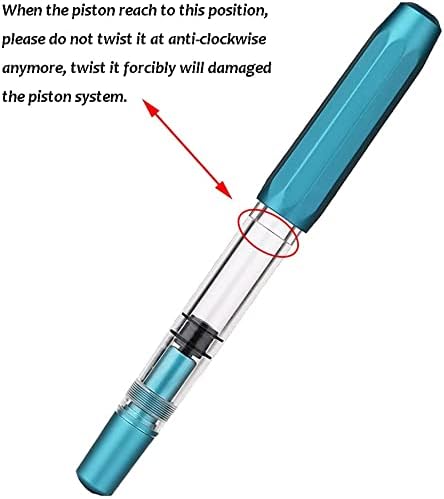 Majohn T1 Piston Fountain Pen Fine, Blue Aluminium Clear Acrylic Large Ink Capacity Writing Pen Box Set