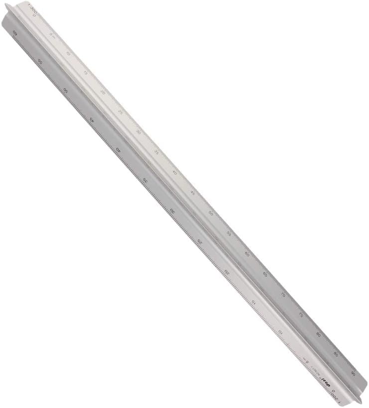Utoolmart Triangular Ratio Scale Ruler Set,30cm / 11.8-inch Architectural Scale,Aluminum Alloy Ruler, Measuring Tool for Architects, Engineers, Draftsman and Students Silver 1 Pcs