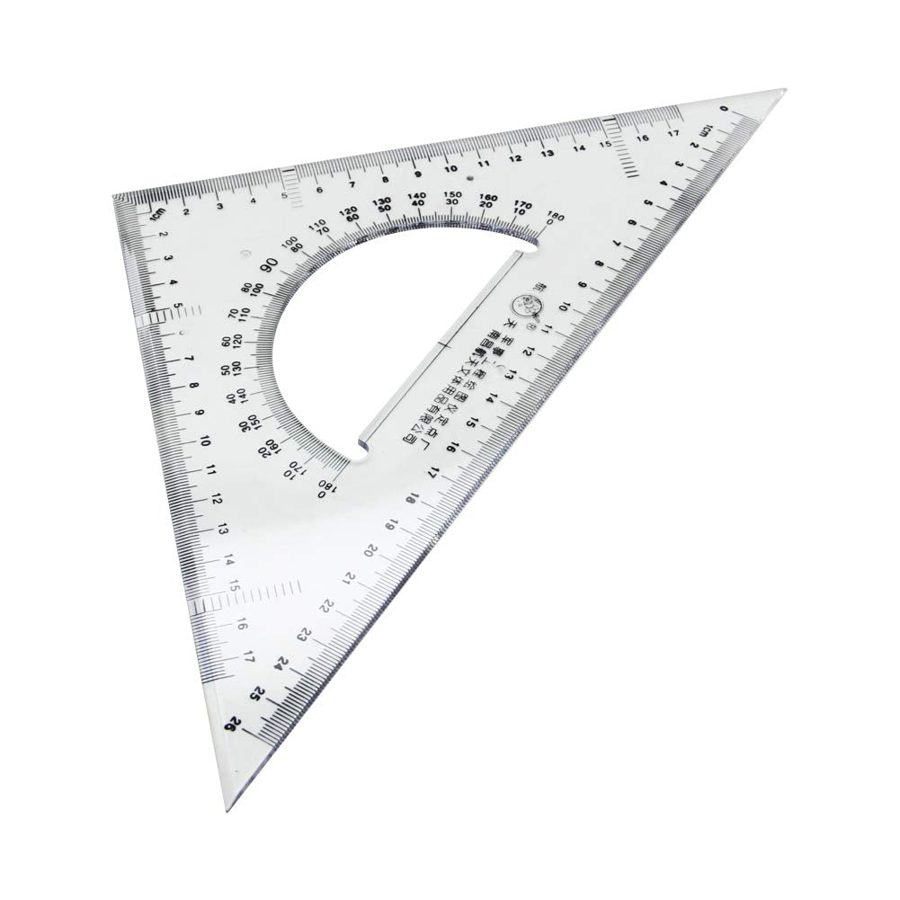 Utoolmart Triangle Ruler Set, 30cm / 11.8-inch Plexiglass Right Angle Ruler,Aluminum Alloy Triangular Ratio Scale Ruler, Measuring Tool for Drafting Drawing Learning Math Geometry Ruler 1 Pcs