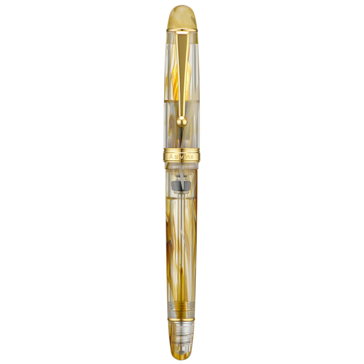 Asvine V126 Vacuum Filling Fountain Pen Extra Fine Nib, Transparent Clear Acrylic, Large-Capacity with Gift Case