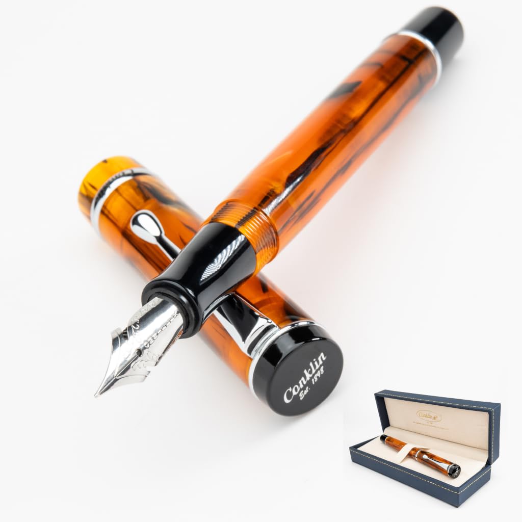 Conklin Duragraph Fountain Pen Ice Blue - Fine Nib, Elegant Writing Instrument with Cool Blue Finish