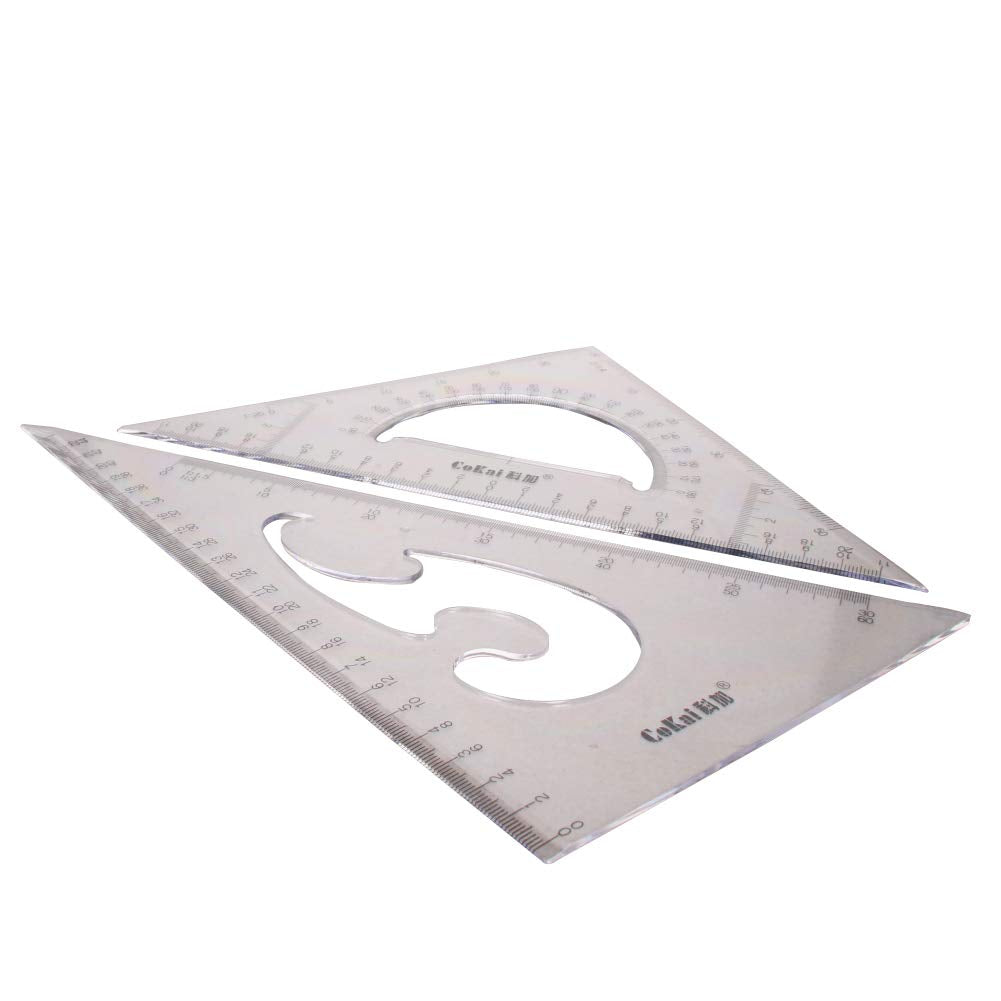 Heyiarbeit 35CM Large Triangle Ruler Square Set Plastic Triangular Scale Architectural Ruler for Students Homeschoolers Architects Engineers 1pcs