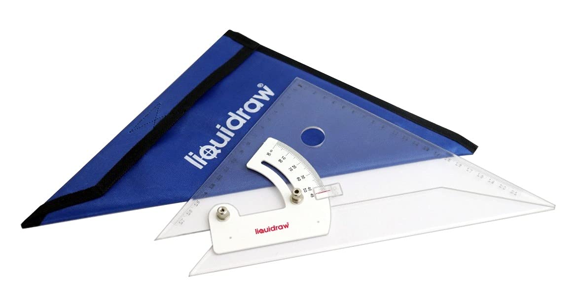 Liquidraw Adjustable Set Square, Clear Acrylic Triangle Ruler, 12in / 30cm
