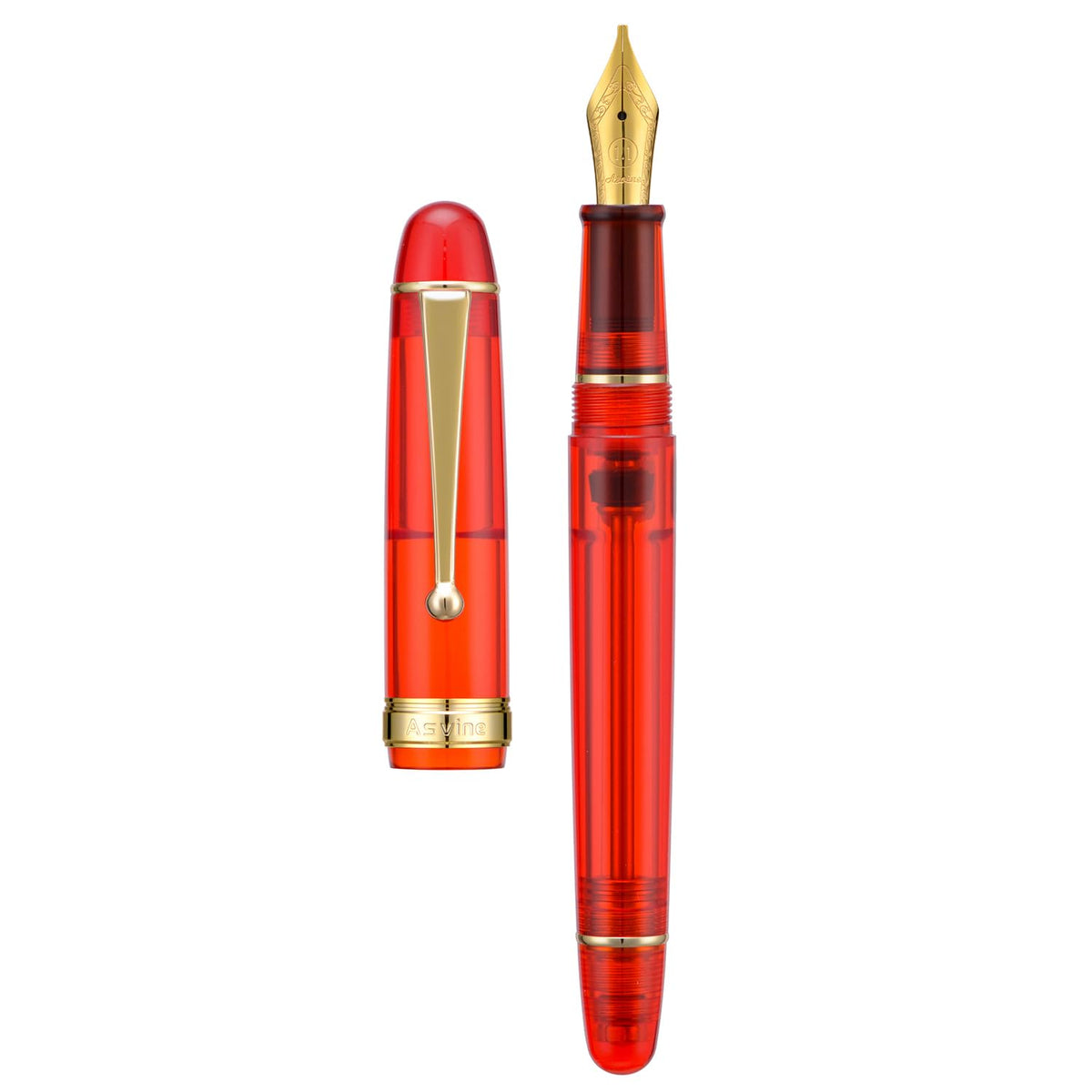 Asvine V126 Vacuum Filling Fountain Pen Extra Fine Nib, Transparent Clear Acrylic, Large-Capacity with Gift Case