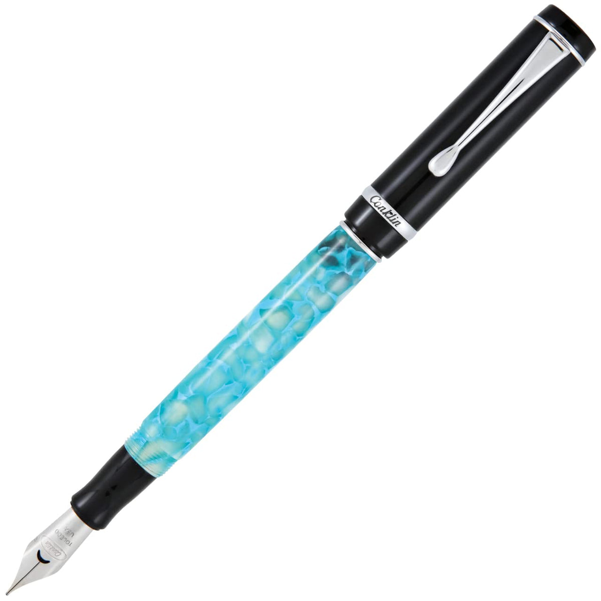 Conklin Duragraph Fountain Pen Ice Blue - Fine Nib, Elegant Writing Instrument with Cool Blue Finish