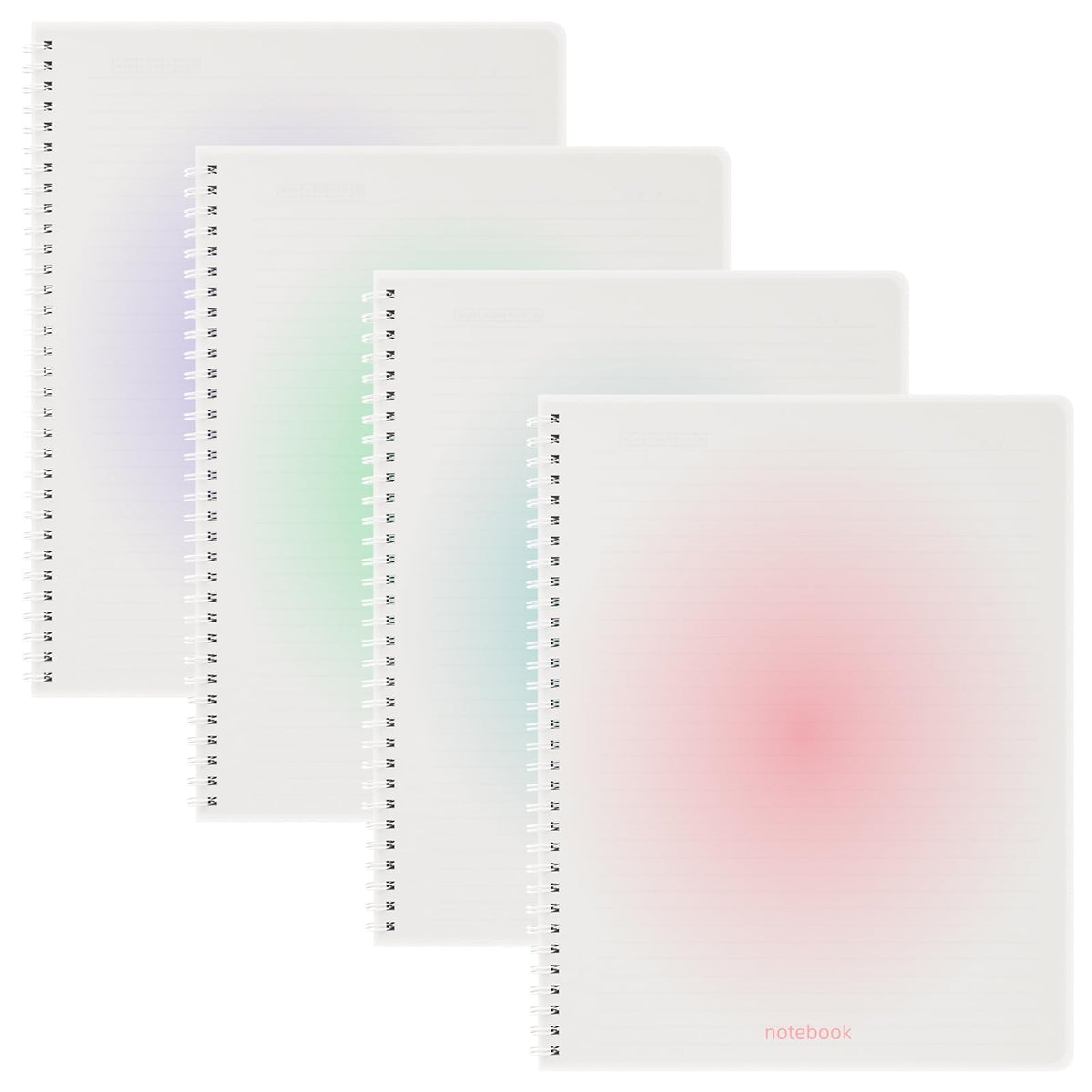 Oucaru A4 Spiral Notebook 4 Pack College Ruled Cute Pastel Notebooks