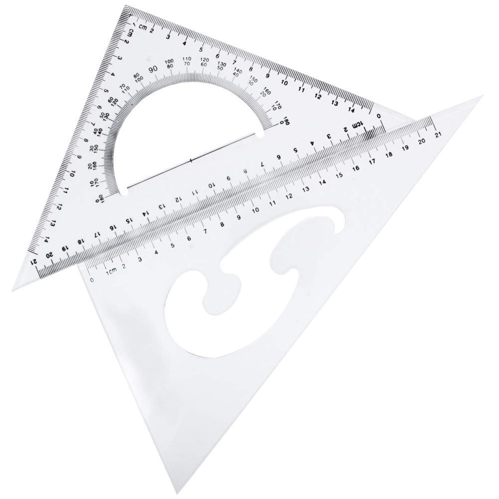 Utoolmart Triangle Ruler Set, 30cm / 11.8-inch Plexiglass Right Angle Ruler,Aluminum Alloy Triangular Ratio Scale Ruler, Measuring Tool for Drafting Drawing Learning Math Geometry Ruler 1 Pcs