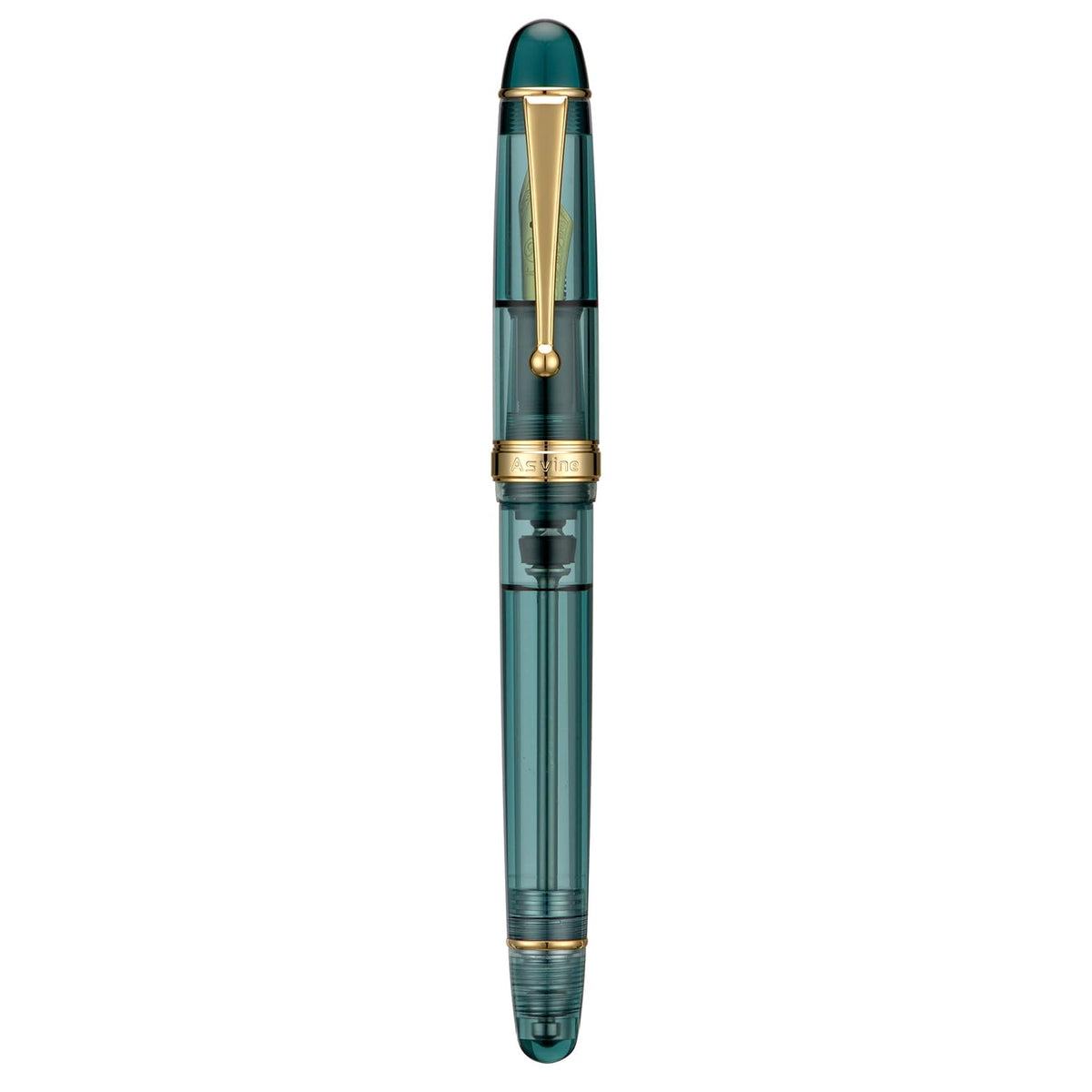 Asvine V126 Vacuum Filling Fountain Pen Extra Fine Nib, Transparent Clear Acrylic, Large-Capacity with Gift Case