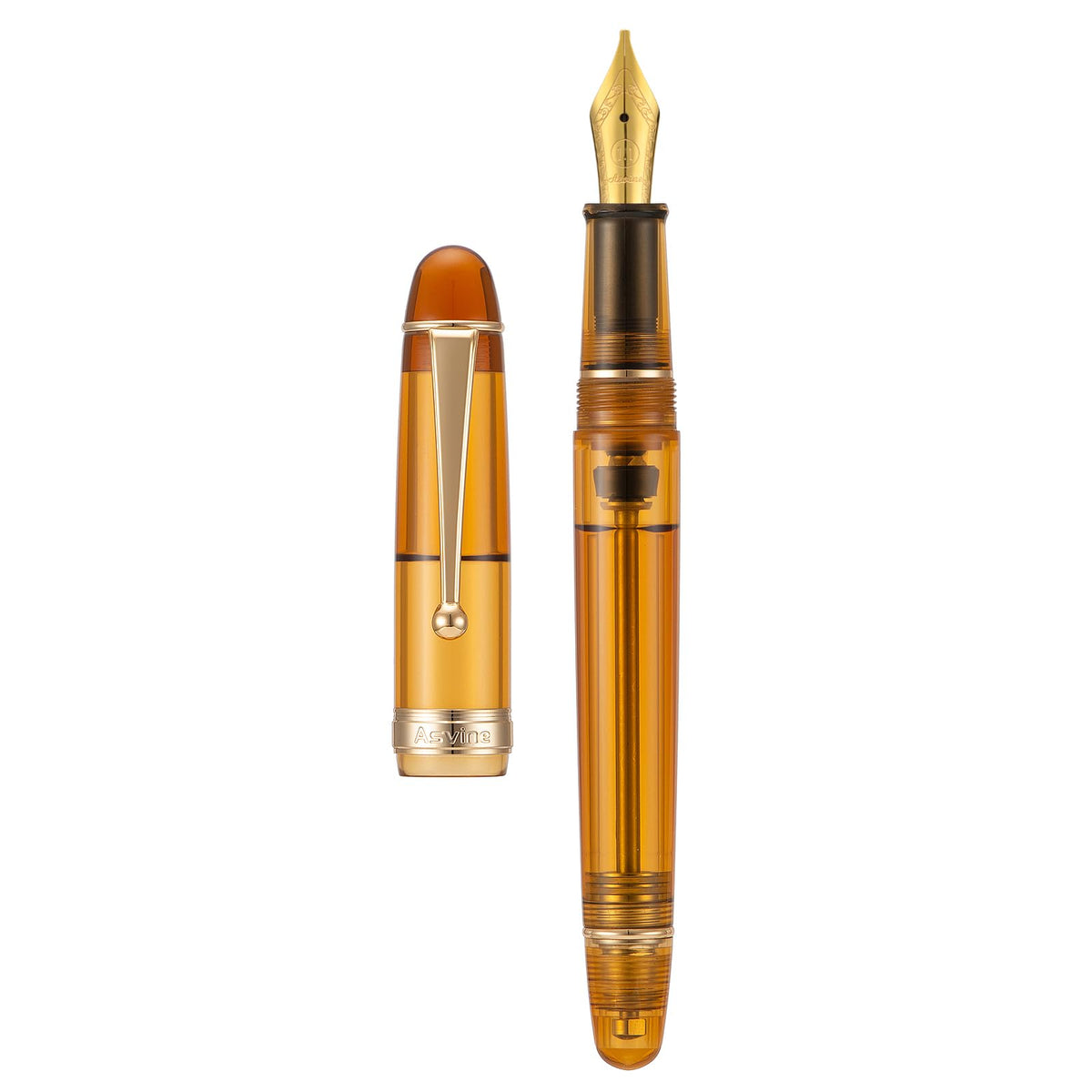 Asvine V126 Vacuum Filling Fountain Pen Extra Fine Nib, Transparent Clear Acrylic, Large-Capacity with Gift Case