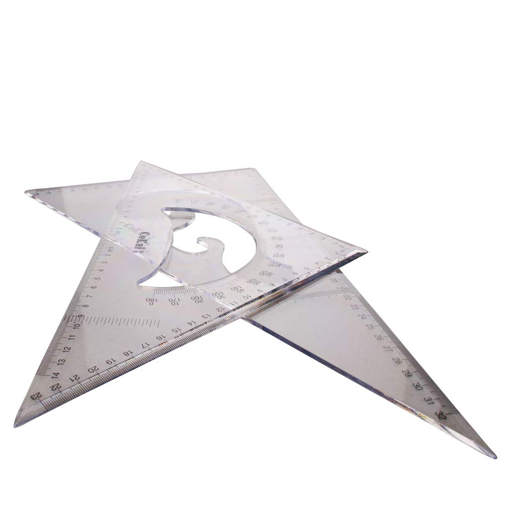35CM Large Triangle Ruler Square Set Plastic Triangular Scale Architectural Ruler for Students Homeschoolers Architects Engineers 1pcs