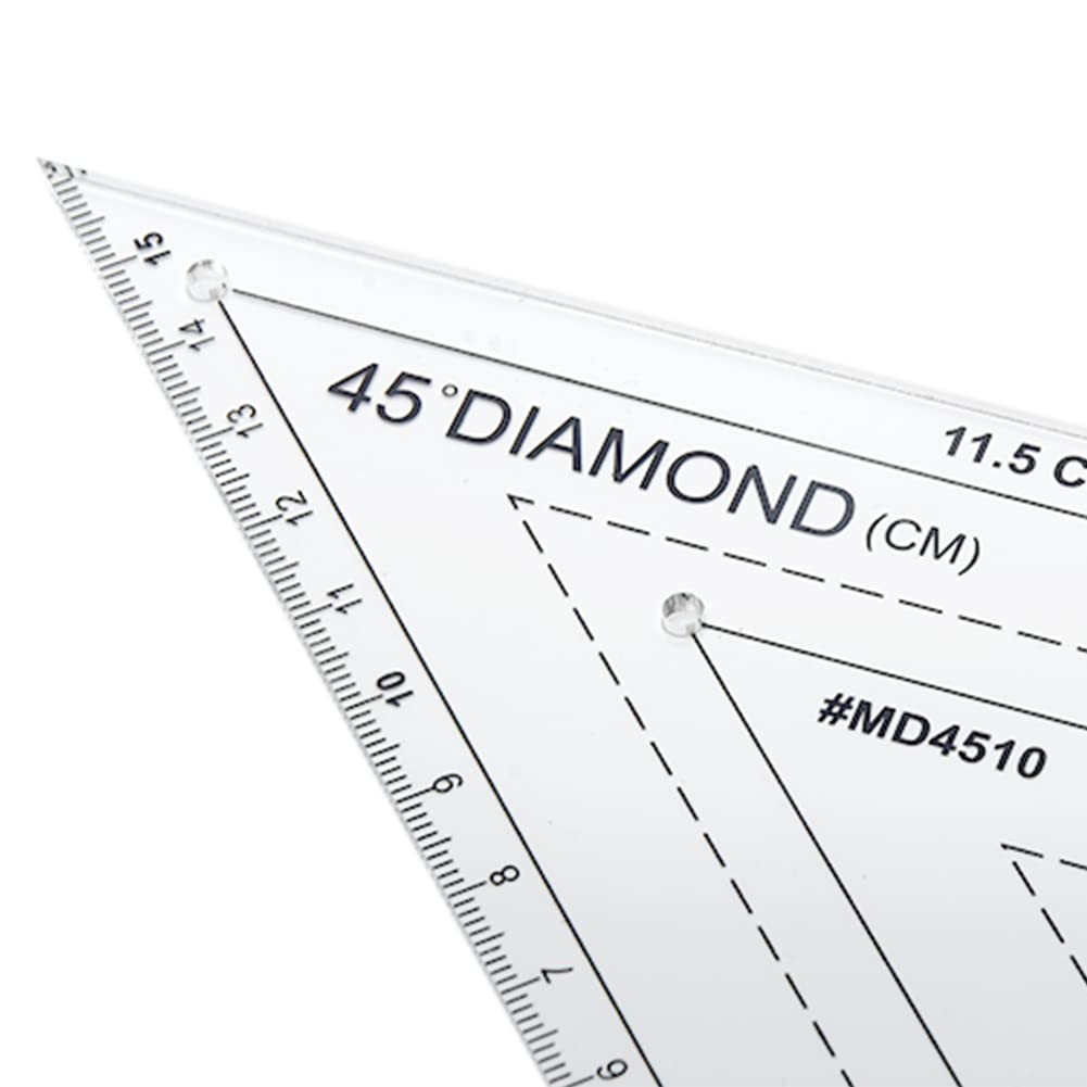 4 Pcs Quilting Rulers, Transparent Patchwork Sewing Cutting Craft Ruler, with 60 Degree Triangle and Diamond, 45 Degree Diamond, Hexagon Shape Templates Sewing DIY Tool(Transparent)