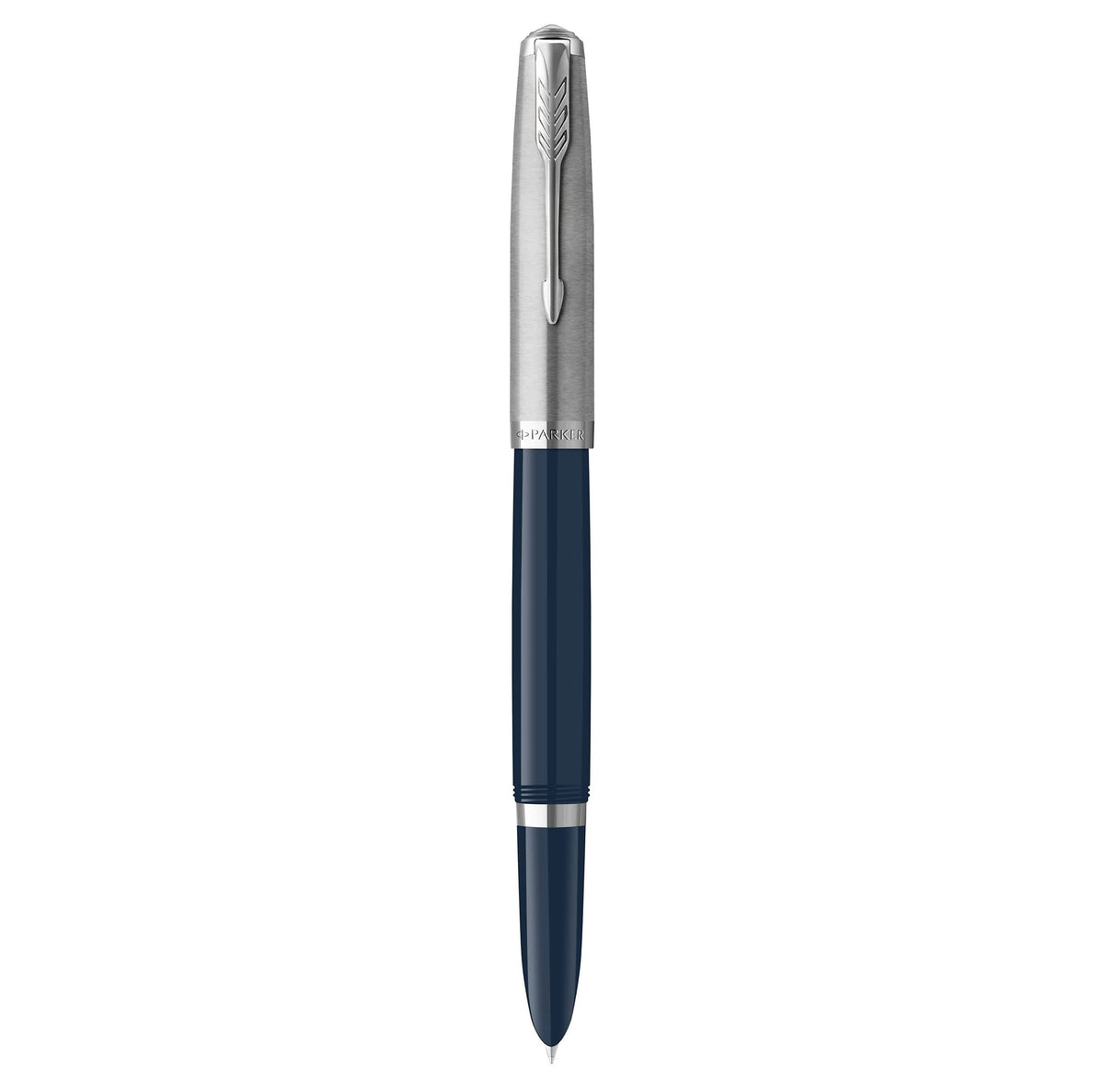 Parker 51 Fountain Pen, Midnight Blue Barrel, Chrome Trim, Fine Nib, Black Ink Cartridge, Gift Box