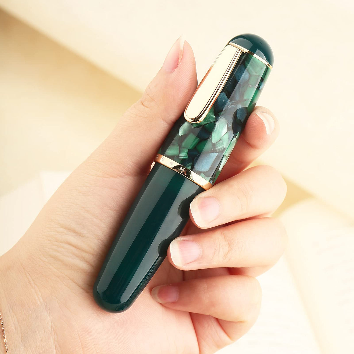 Lanxivi Majohn Q1 Fountain Pen Bent Nib Fude Pen, Little Fat Man Transparent Eyedropper Filling Pocket Pen Large Capacity