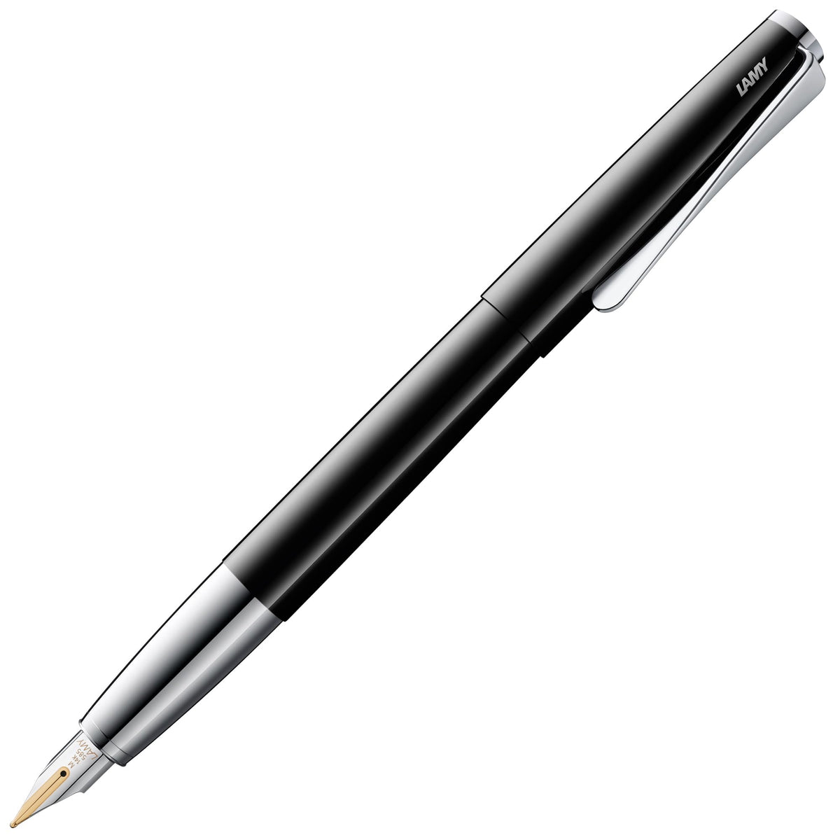 Lamy studio brushed - Fountain Pen in elegant metal body - steel nib, partially platinum-plated & in nib size M - incl T 10 blue ink cartridge