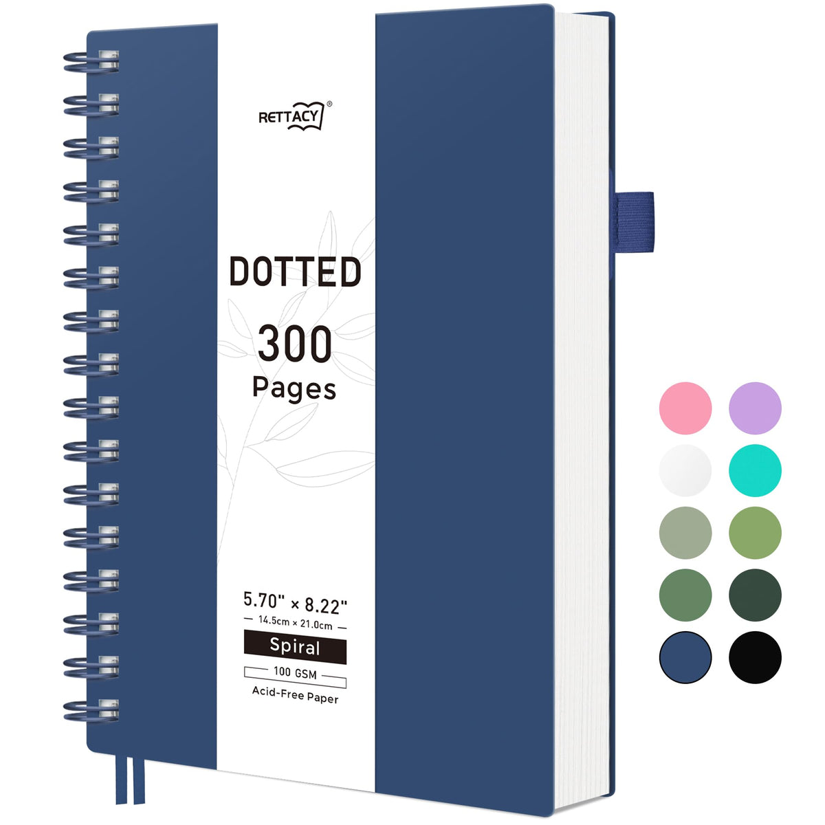 RETTACY Spiral College Ruled Notebook, 300 Pages, A5 Size (5.7" x 8.2")