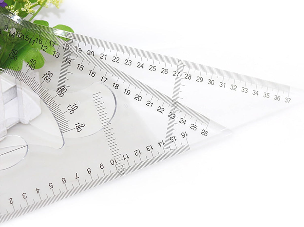 35CM Large Triangle Ruler Square Set Plastic Triangular Scale Architectural Ruler for Students Homeschoolers Architects Engineers 1pcs