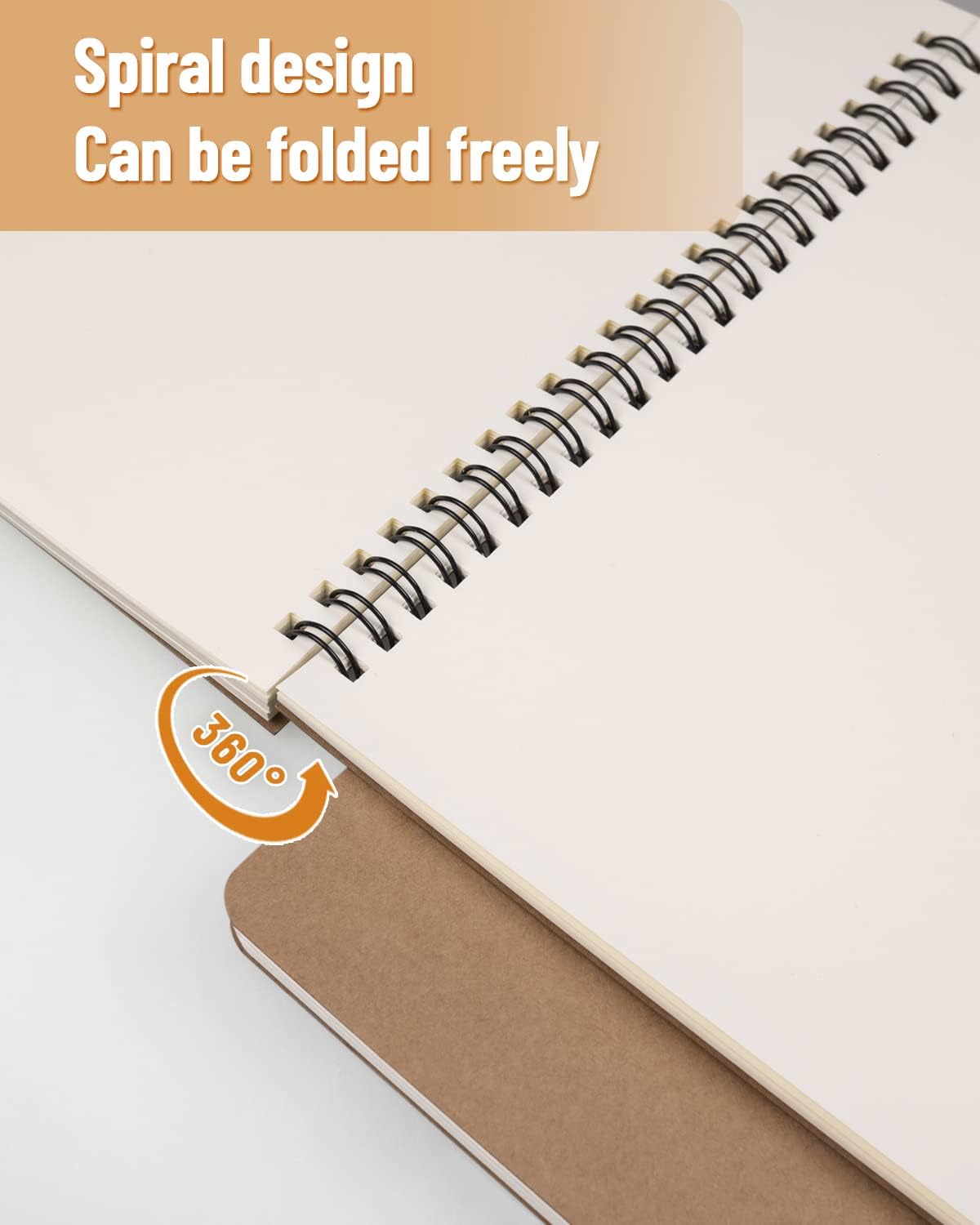 Dynta A5 Spiral Blank Journal, 10 Pack Softcover Unlined Sketch Pad