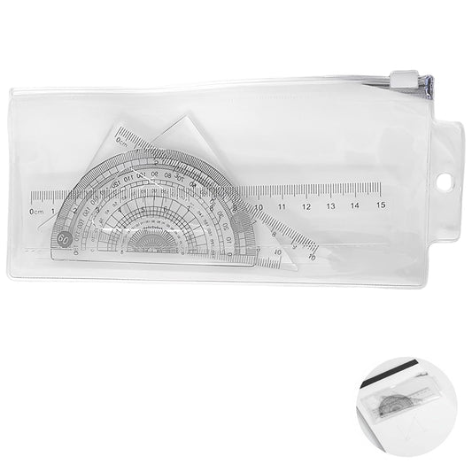 10 Pcs Ruler Set, Transparent Plastic Triangular Rulers, Protractors and Straightedge, Versatile Ruler Set for Drawing, Clear Markings, Metric and Imperial Scales, for Art Studio and Home Use
