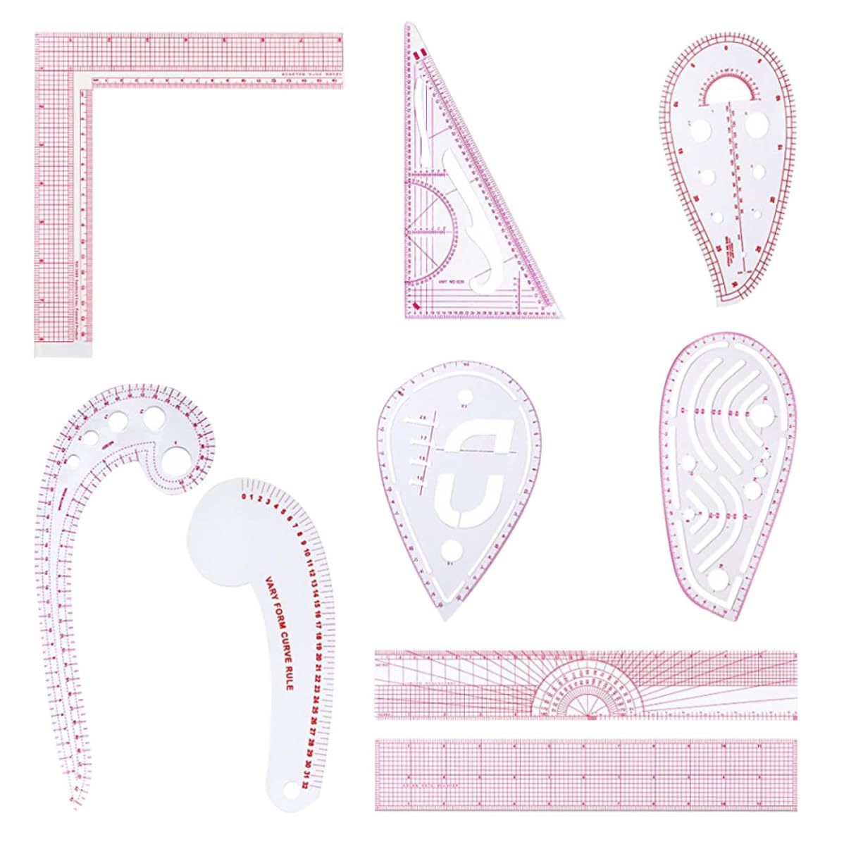 9pcs French Metric Ruler Set, Curved Sewing Tools for Pattern Making