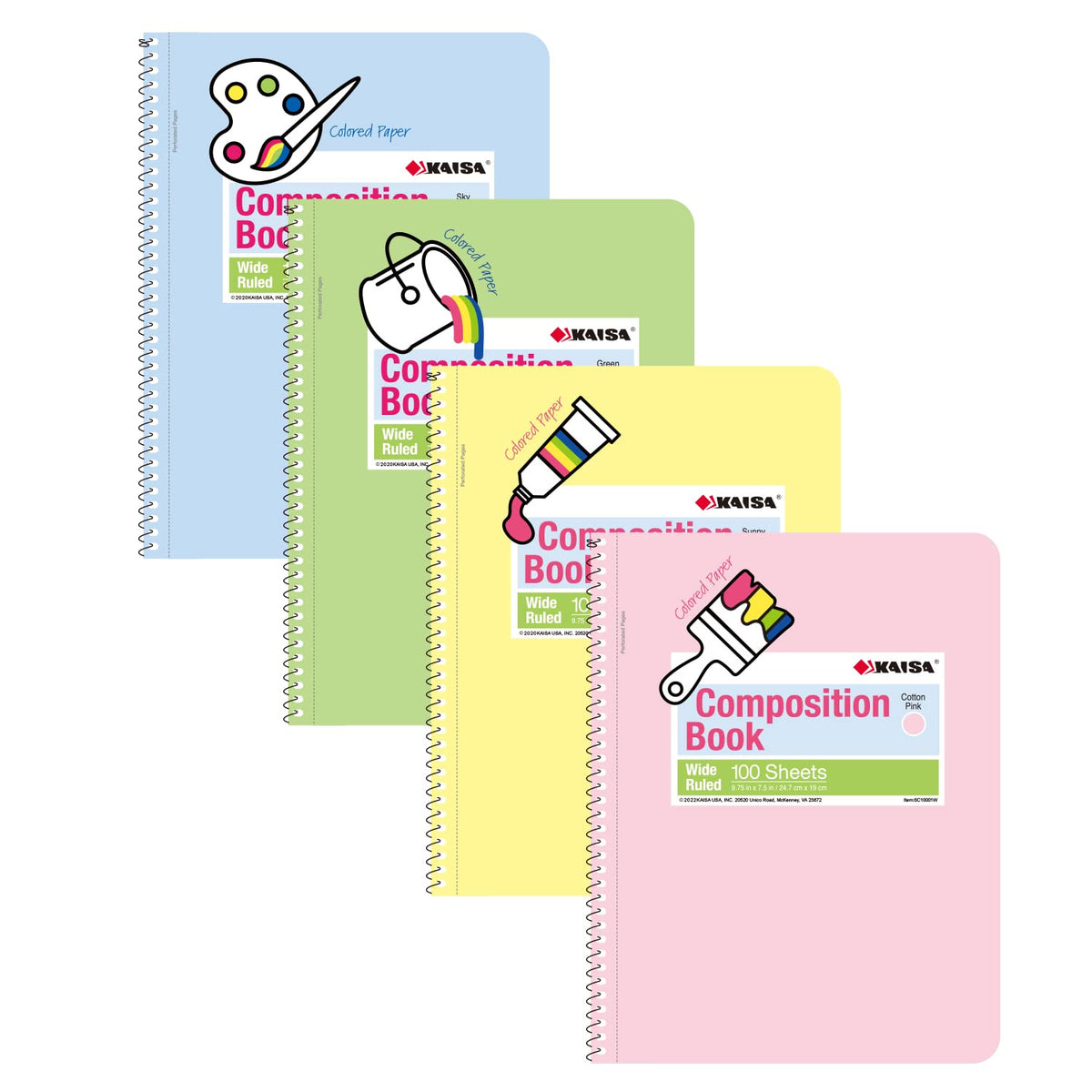 KAISA 70 Sheet 1-Subject Wirebound Notebook Spiral Notebooks, College Ruled 10.5x8 Spiral Notebooks For School Students Office, Pack of 6 Pads,S07001C