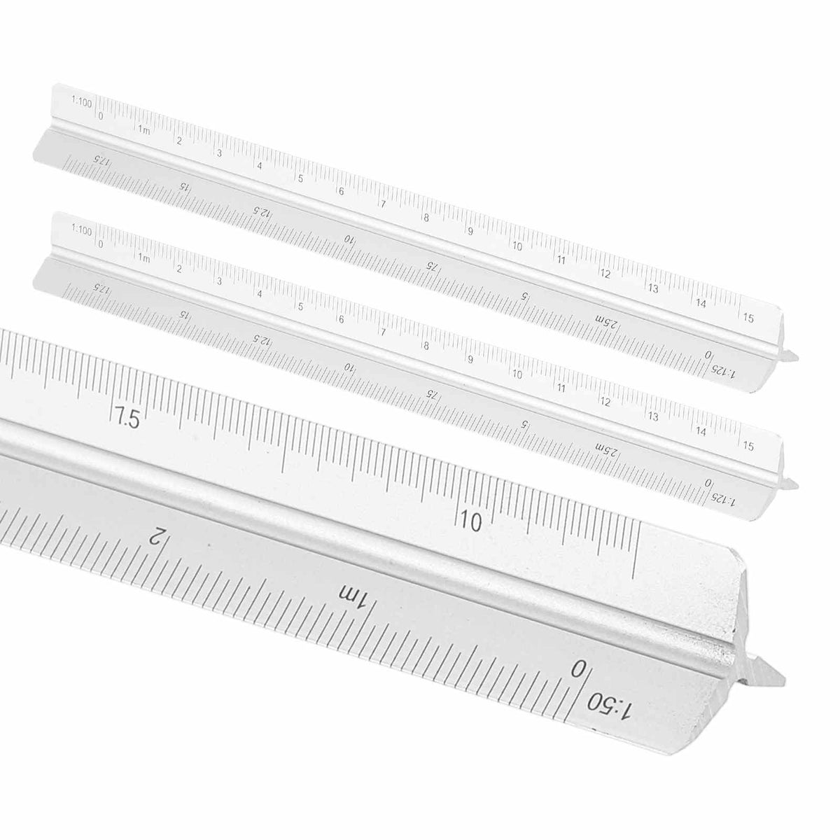 HARFINGTON 2 Pcs Architectural Scale Ruler, 12 Inch Metric Aluminum Alloy Architect Triangular Small Scale Laser-Etched Blueprint Drafting Ruler for Architects Engineers, Green
