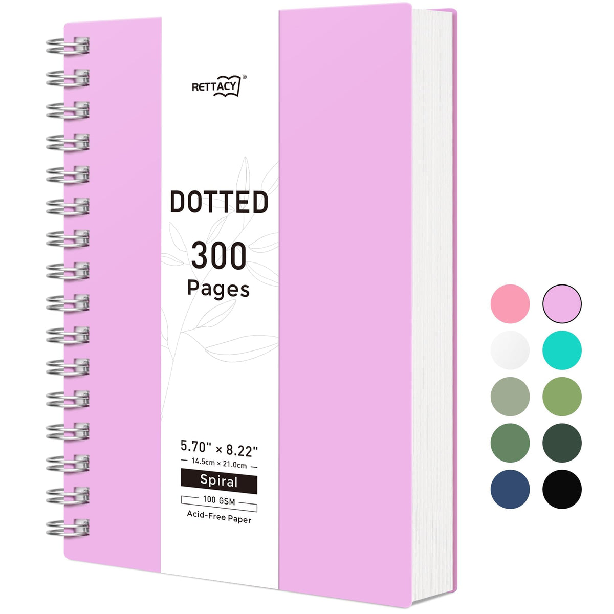 RETTACY Spiral College Ruled Notebook, 300 Pages, A5 Size (5.7" x 8.2")
