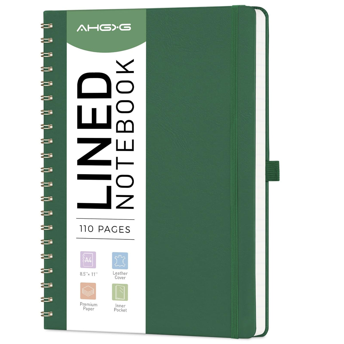 AHGXG Lined Spiral Journal Notebook, 110 Pages, A4 (8.5" x 11")
