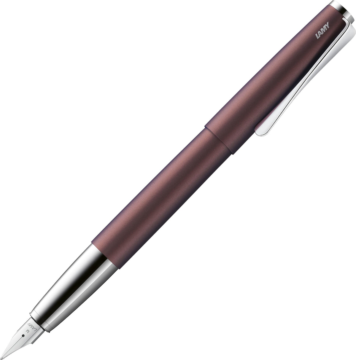 Lamy studio brushed - Fountain Pen in elegant metal body - steel nib, partially platinum-plated & in nib size M - incl T 10 blue ink cartridge
