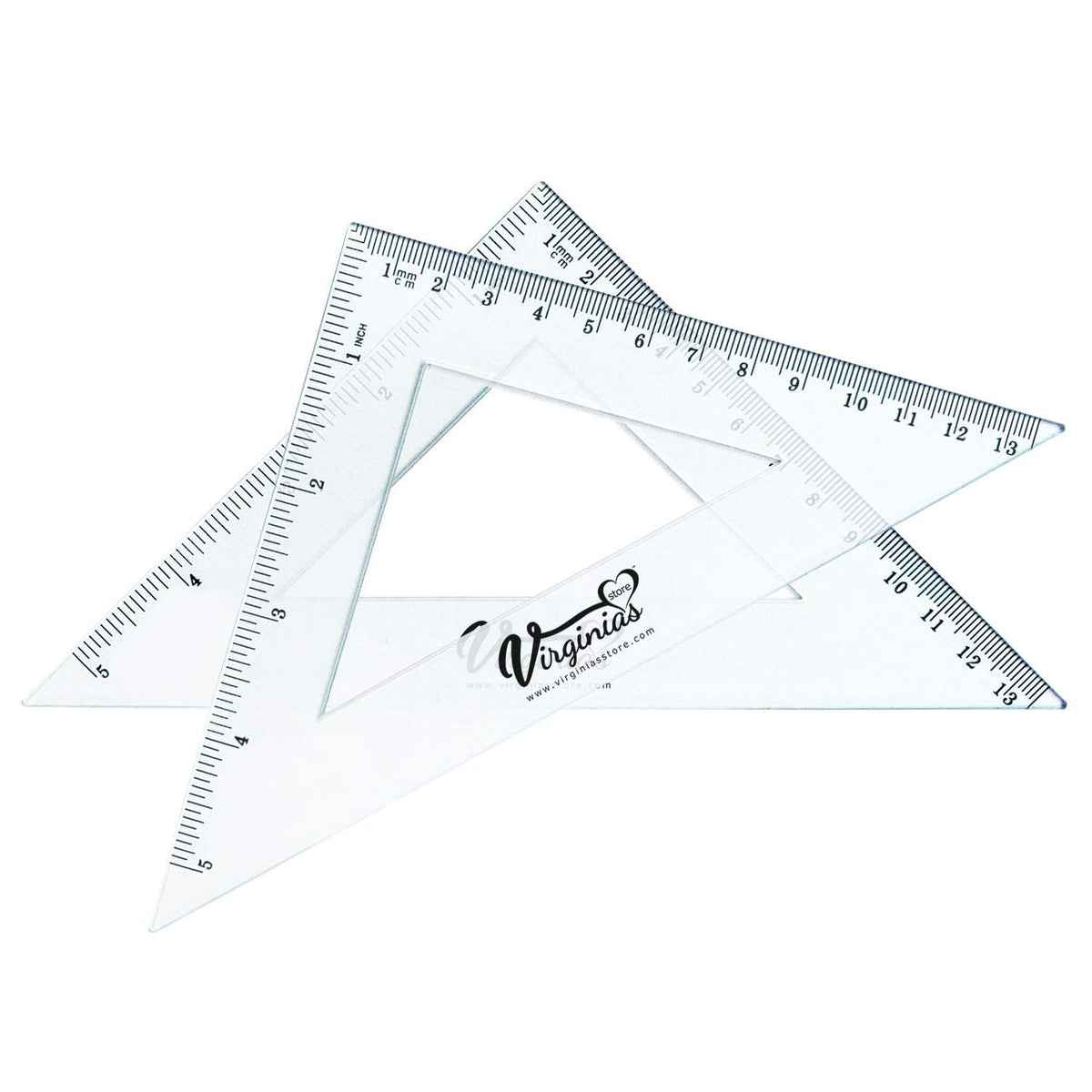 Virginia's Store 5 inch/13cm 90 Set-Squares Pack of 24, Crystal Clear Transparent, Shatter Resistant Plastic, Single-piece Plastic Molding, Drafting Tool Set, Ruler