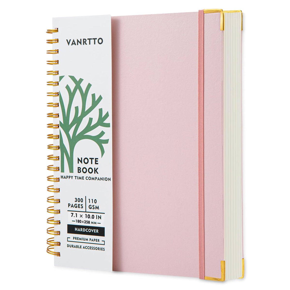 VANRTTO Hardcover Spiral Notebook 8.5x11 IN Notebooks College Ruled Green