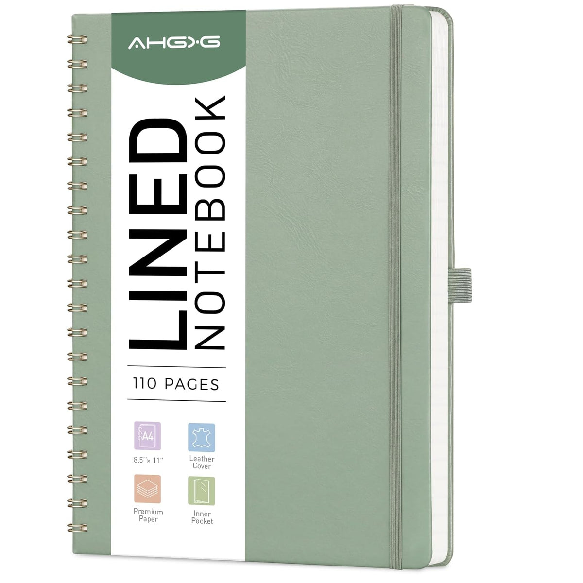 AHGXG Lined Spiral Journal Notebook, 110 Pages, A4 (8.5" x 11")