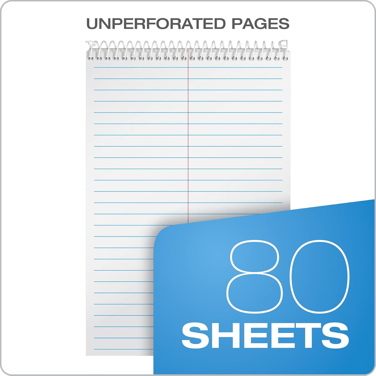 Tops Spiral Steno Books 8 Pack, 6" x 9", Gregg Rule White Paper, Assorted Covers, 80 Sheets per Book/8 Books per Pack, Red, Black, Blue, Green (80219)