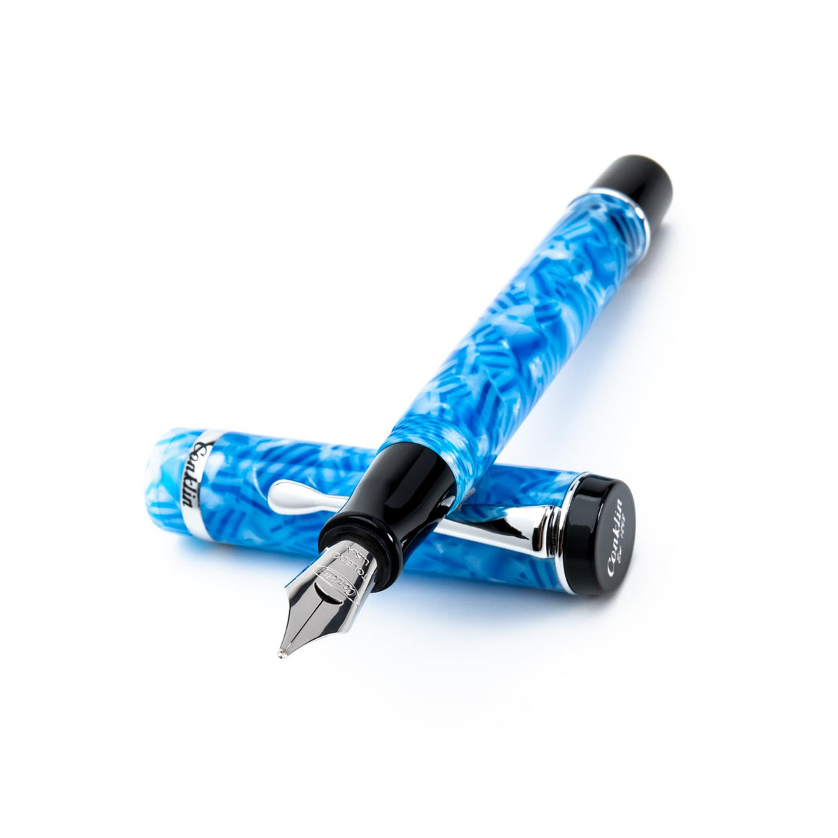 Conklin Duragraph Fountain Pen Ice Blue - Fine Nib, Elegant Writing Instrument with Cool Blue Finish