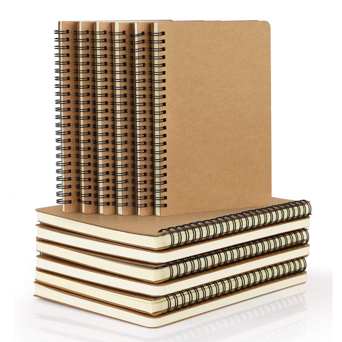 EUSOAR Spiral Ruled Notebook, A5 3packs 5.5"X8.3" 120 Pages Lined Travel Writing Notebooks Journal, Memo Notepad Sketchbook, Office Business Subject Diary Ruled Spiral Book Journal-Coffee Cover