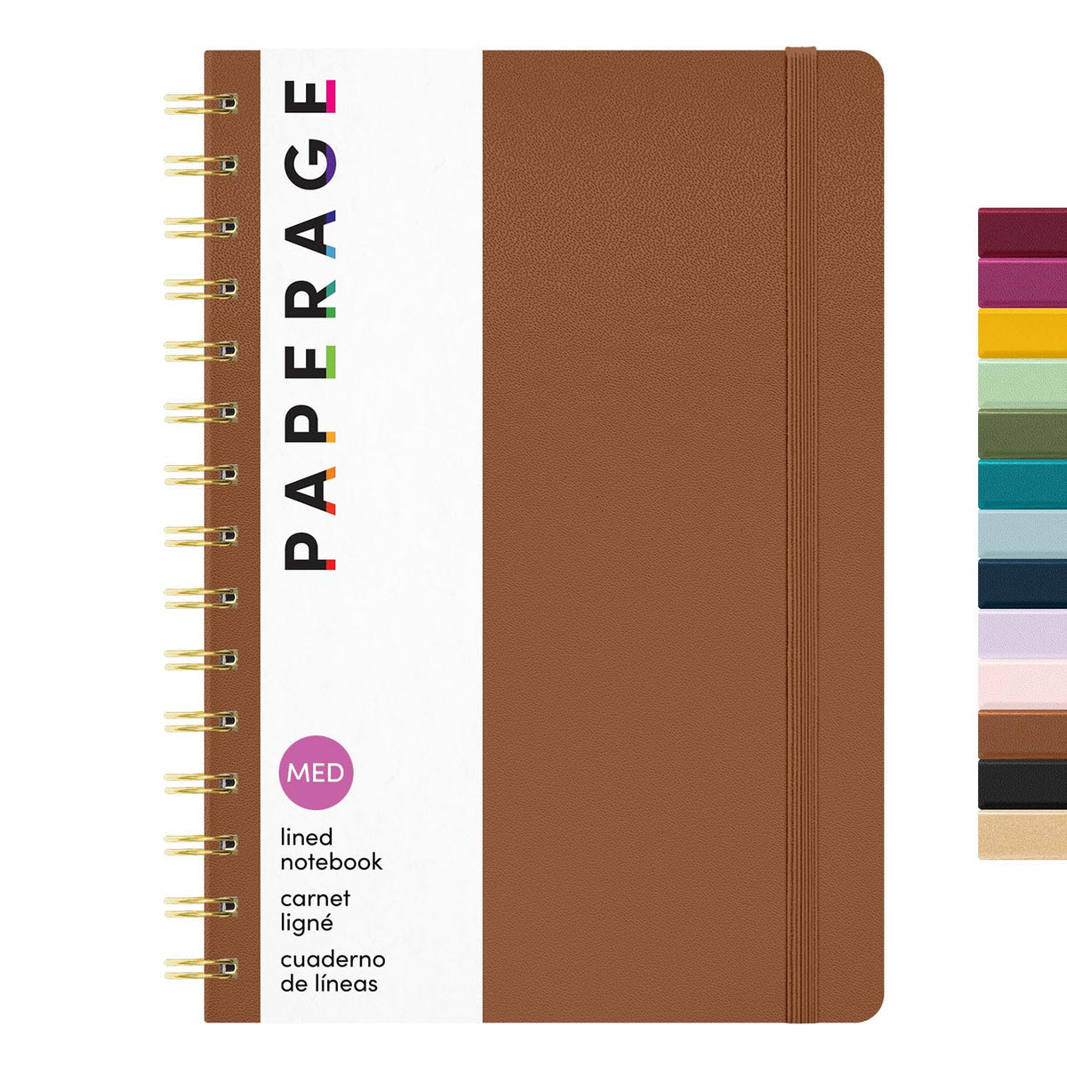 PAPERAGE Lined Spiral Journal Notebook, (Burgundy, Navy, Olive Green), 3 Pack, 160 Pages, Medium 5.5 inches x 8 inches - 100 GSM Thick Paper, Hardcover, Double-Wire Spiral Journal & Notebook