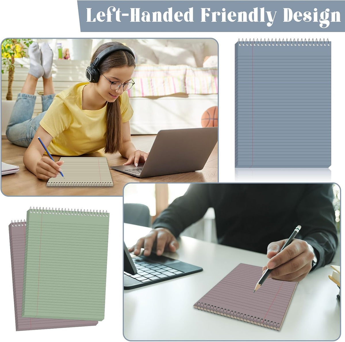 gisgfim 6Pcs Boho Top Spiral Notebooks 8.5x11 College Ruled Steno Pads
