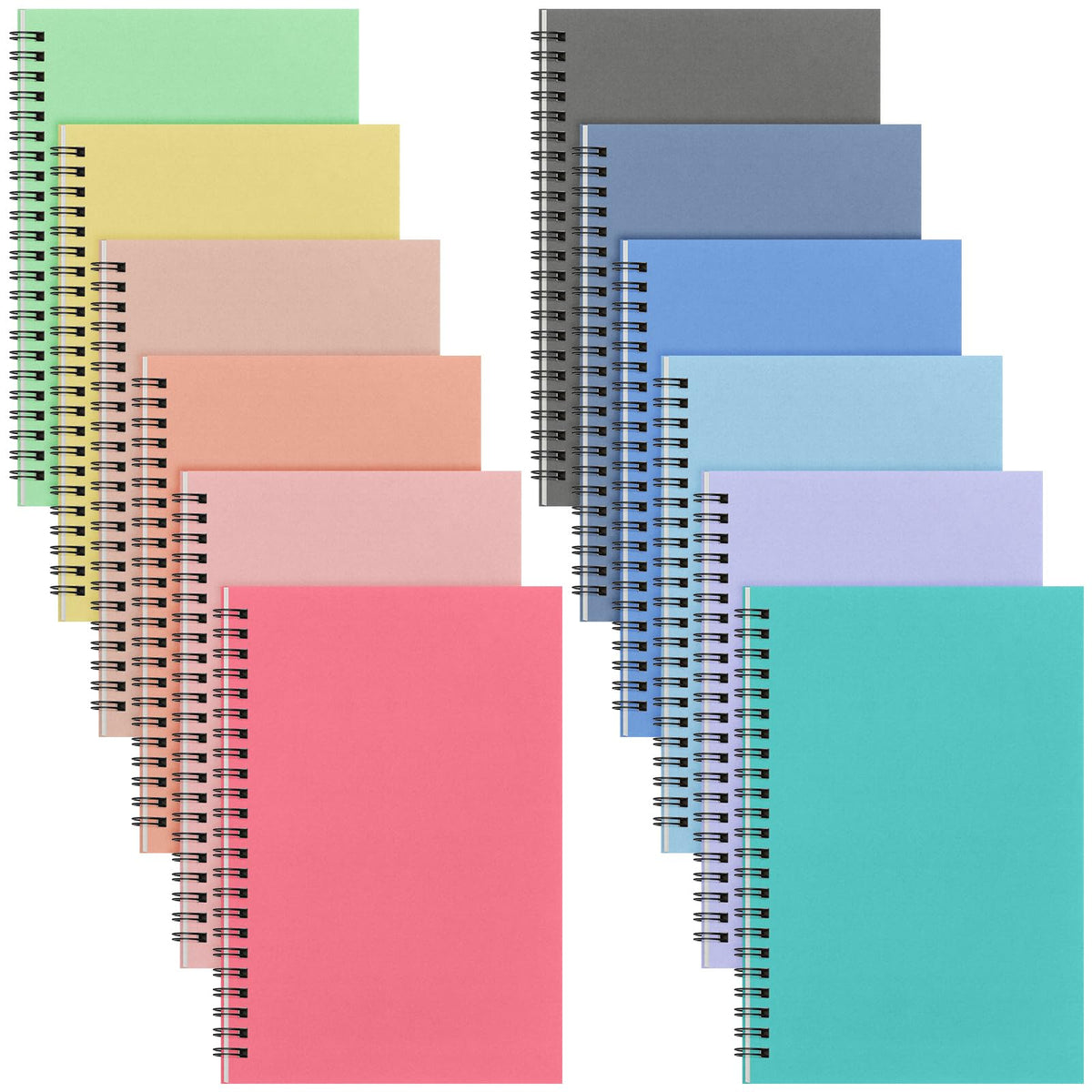 Fuutreo 12 Pcs Spiral Notebook for Work, 8.3 x 5.7 Candy Color, Classic
