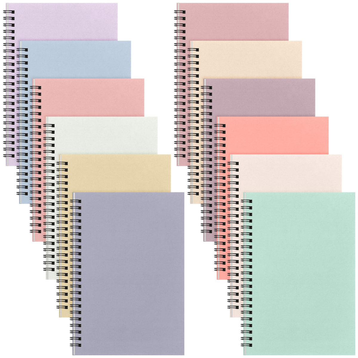 Fuutreo 12 Pcs Spiral Notebook for Work, 8.3 x 5.7 Candy Color, Classic