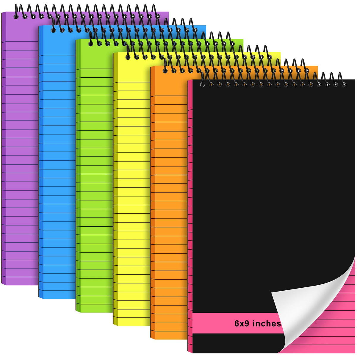 Resurhang 6 Pcs Top Spiral Notebooks,8.5 x 11 Inches,No Holes,White