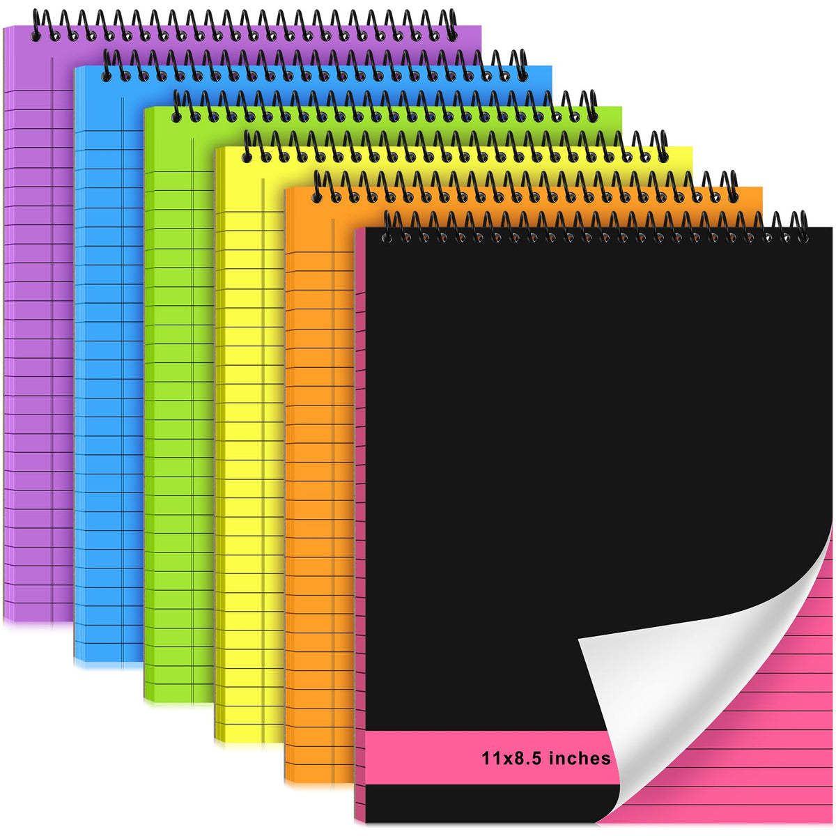Resurhang 6 Pcs Top Spiral Notebooks,8.5 x 11 Inches,No Holes,White
