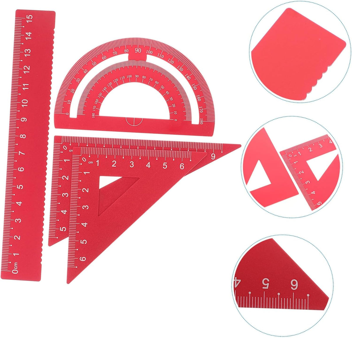 Metal Triangle Ruler Set, 4 Piece Aluminum Alloy Stationery