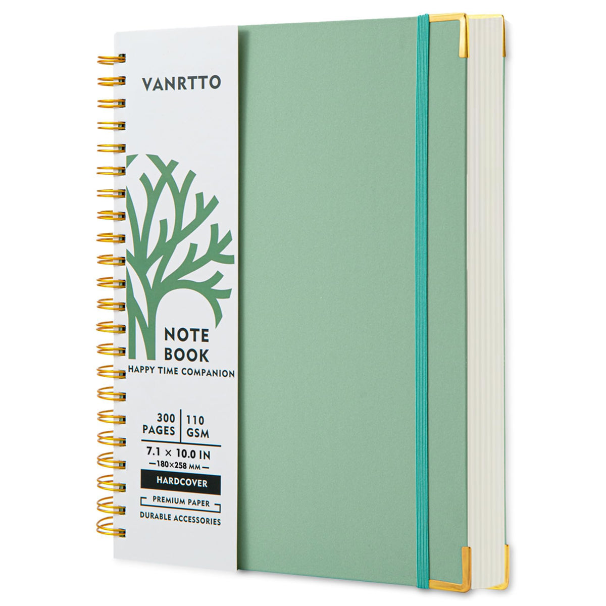 VANRTTO Hardcover Spiral Notebook 8.5x11 IN Notebooks College Ruled Green