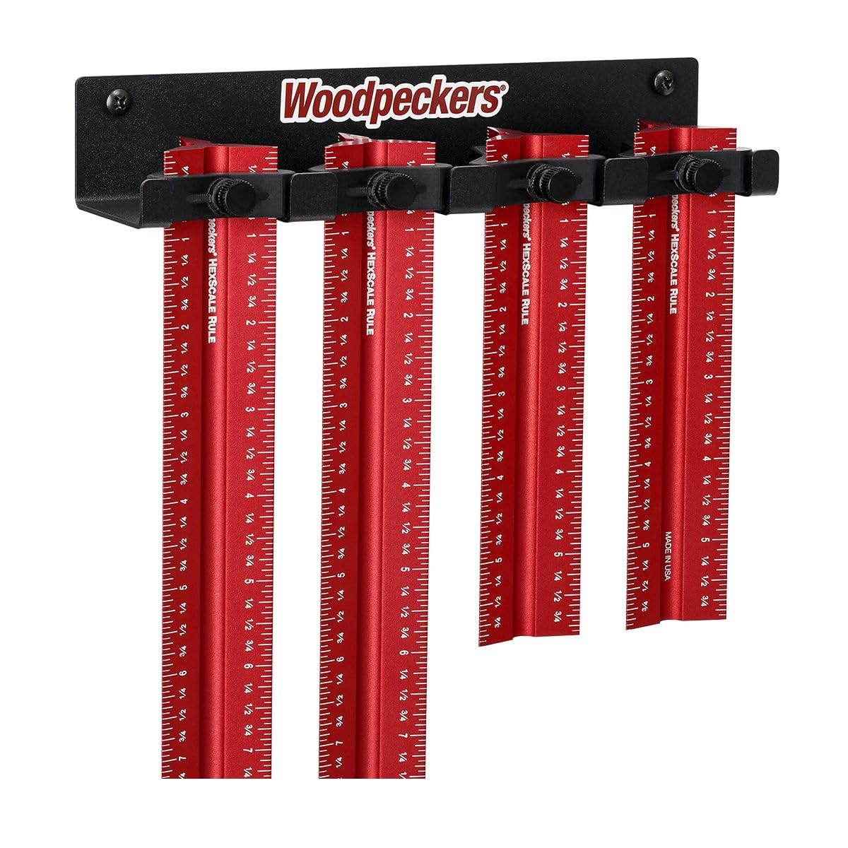Woodpeckers Hexscale Rule, 36 Inch / 900MM, 6-in-1 Woodworking Ruler with Stop, Inch, Metric & Centering Scales, R2L & L2R Measuring, Architect Style