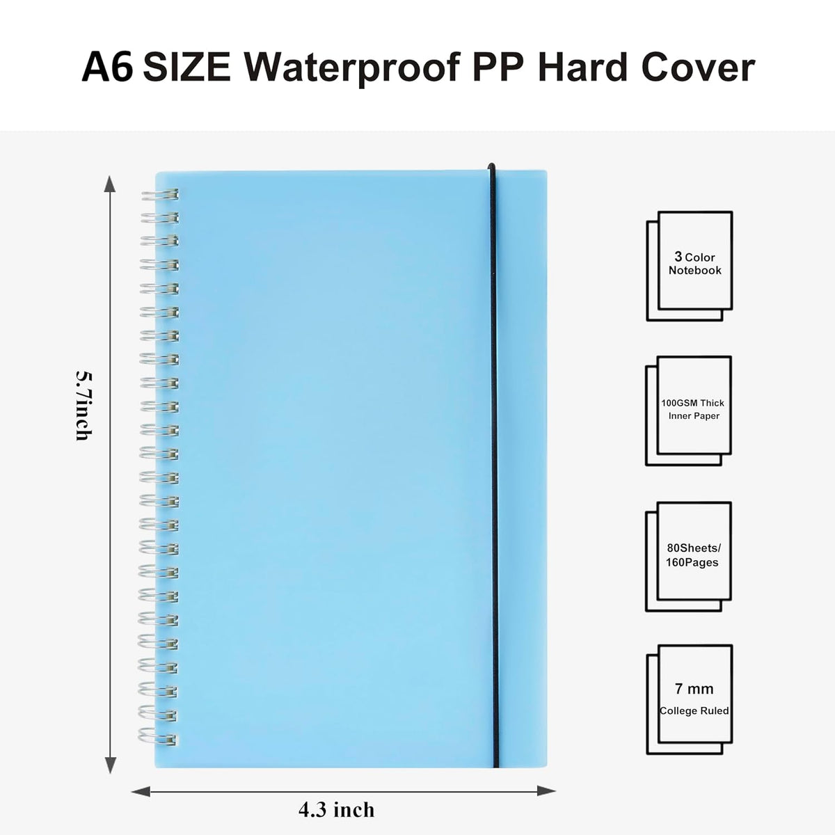 MSTONAL 3 Pack Small Spiral Notebook College Ruled Pocket Size A6 4.3"x5.7"